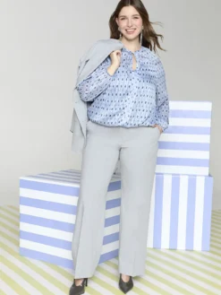 Blusa in tessuto lurex con stampa