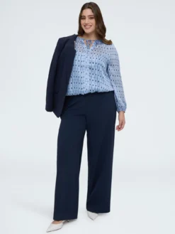 Blusa in tessuto lurex con stampa