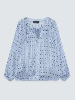Blusa in tessuto lurex con stampa