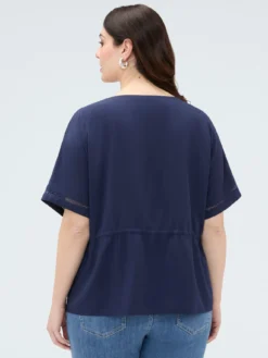 Blusa in viscosa con coulisse in vita