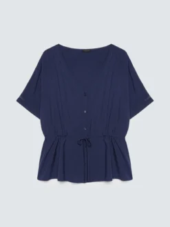 Blusa in viscosa con coulisse in vita