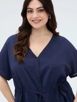 Blusa in viscosa con coulisse in vita