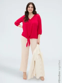 Blusa in viscosa con nodo al fondo