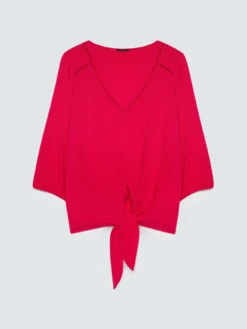 Blusa in viscosa con nodo al fondo