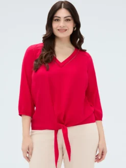 Blusa in viscosa con nodo al fondo
