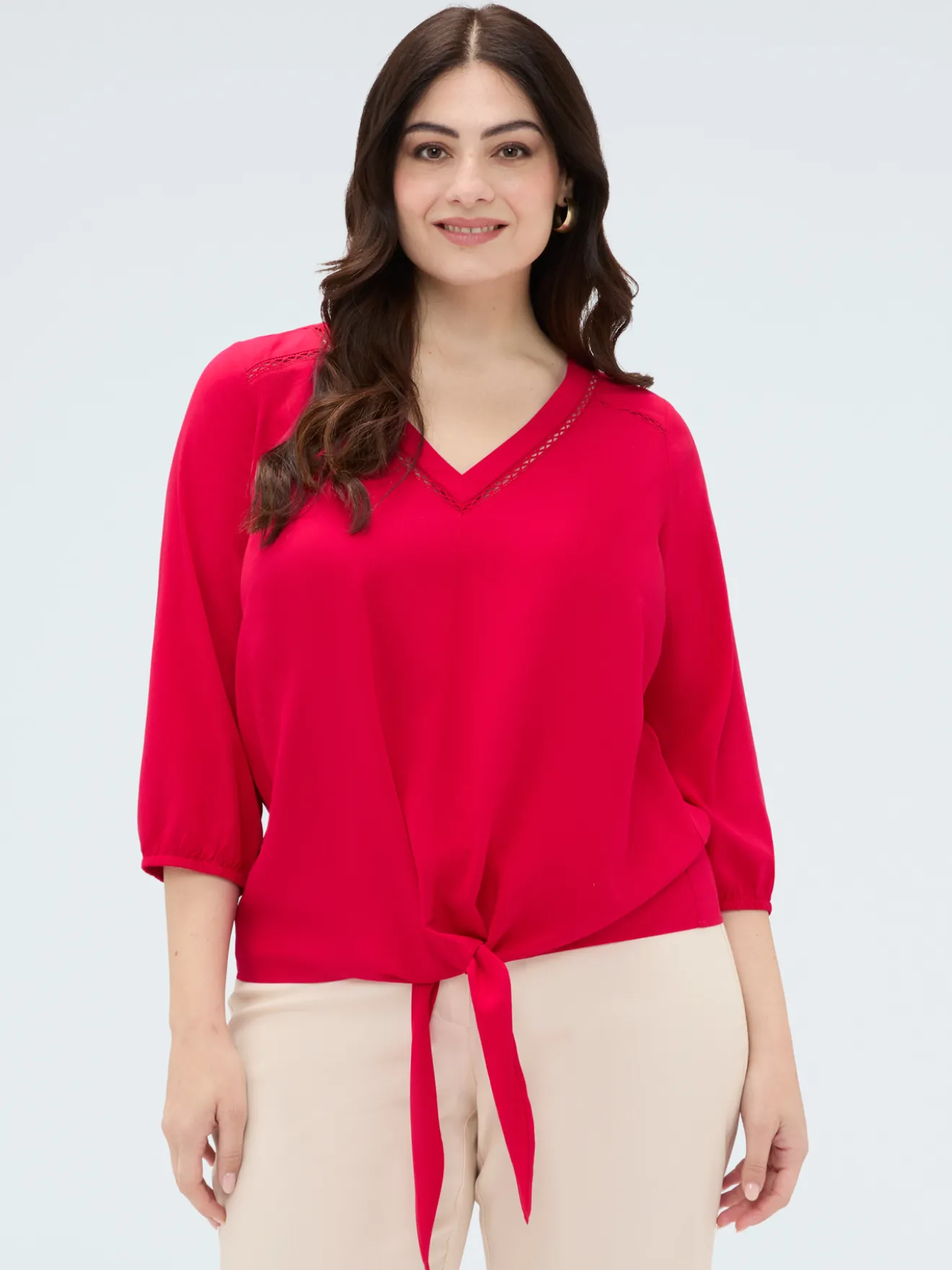 Blusa in viscosa con nodo al fondo