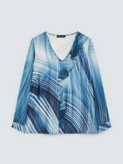 Blusa in viscosa stampata con volant