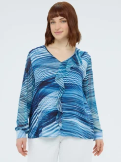 Blusa in viscosa stampata con volant