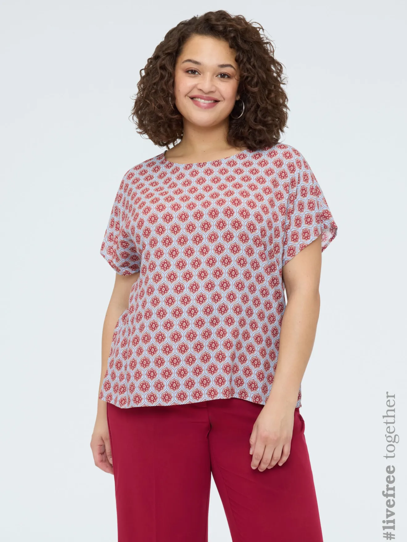 Blusa kimono con stampa geometrica