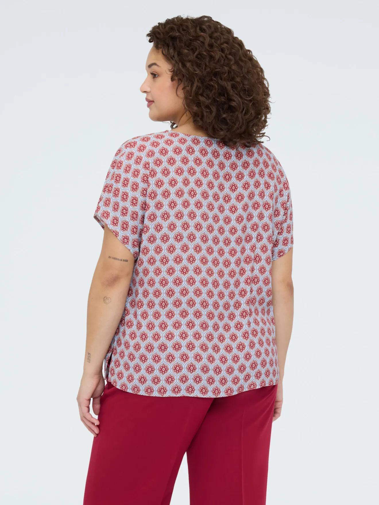 Blusa kimono con stampa geometrica