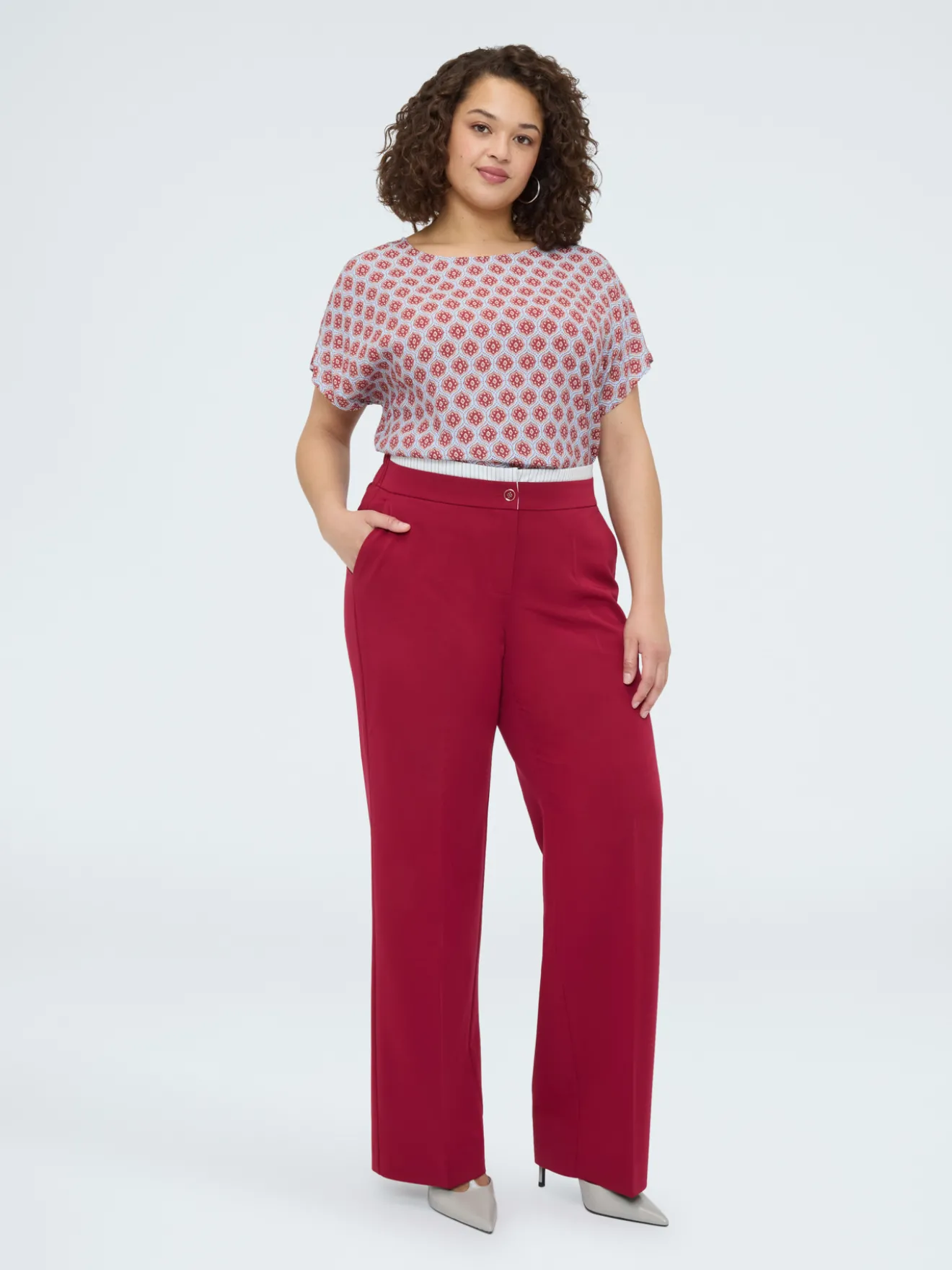 Blusa kimono con stampa geometrica