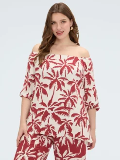 Blusa off-shoulder con stampa