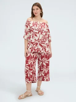 Blusa off-shoulder con stampa