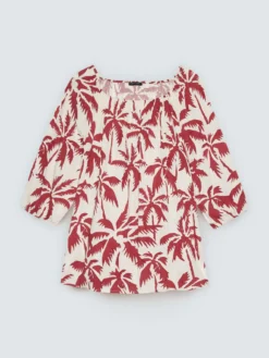 Blusa off-shoulder con stampa