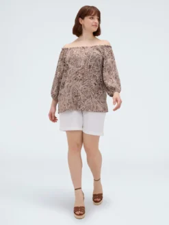 Blusa off shoulders con stampa