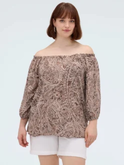 Blusa off shoulders con stampa