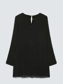 Blusa plissé in georgette con gioiello