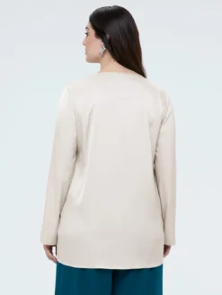 Blusa scollo a V in raso di viscosa