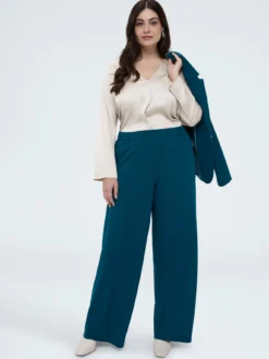 Blusa scollo a V in raso di viscosa
