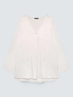 Blusa scollo a V in raso di viscosa