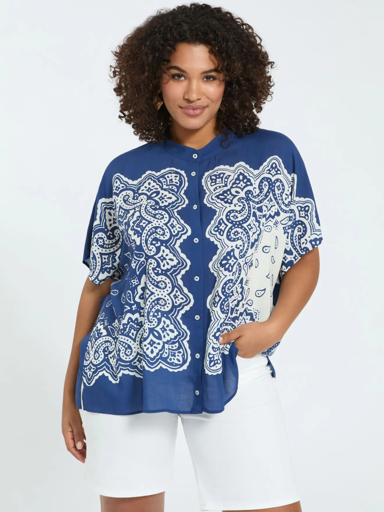Blusa stampa bandana in viscosa