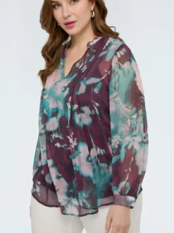 Blusa stampa floreale in creponne