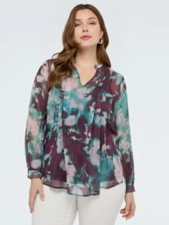 Blusa stampa floreale in creponne