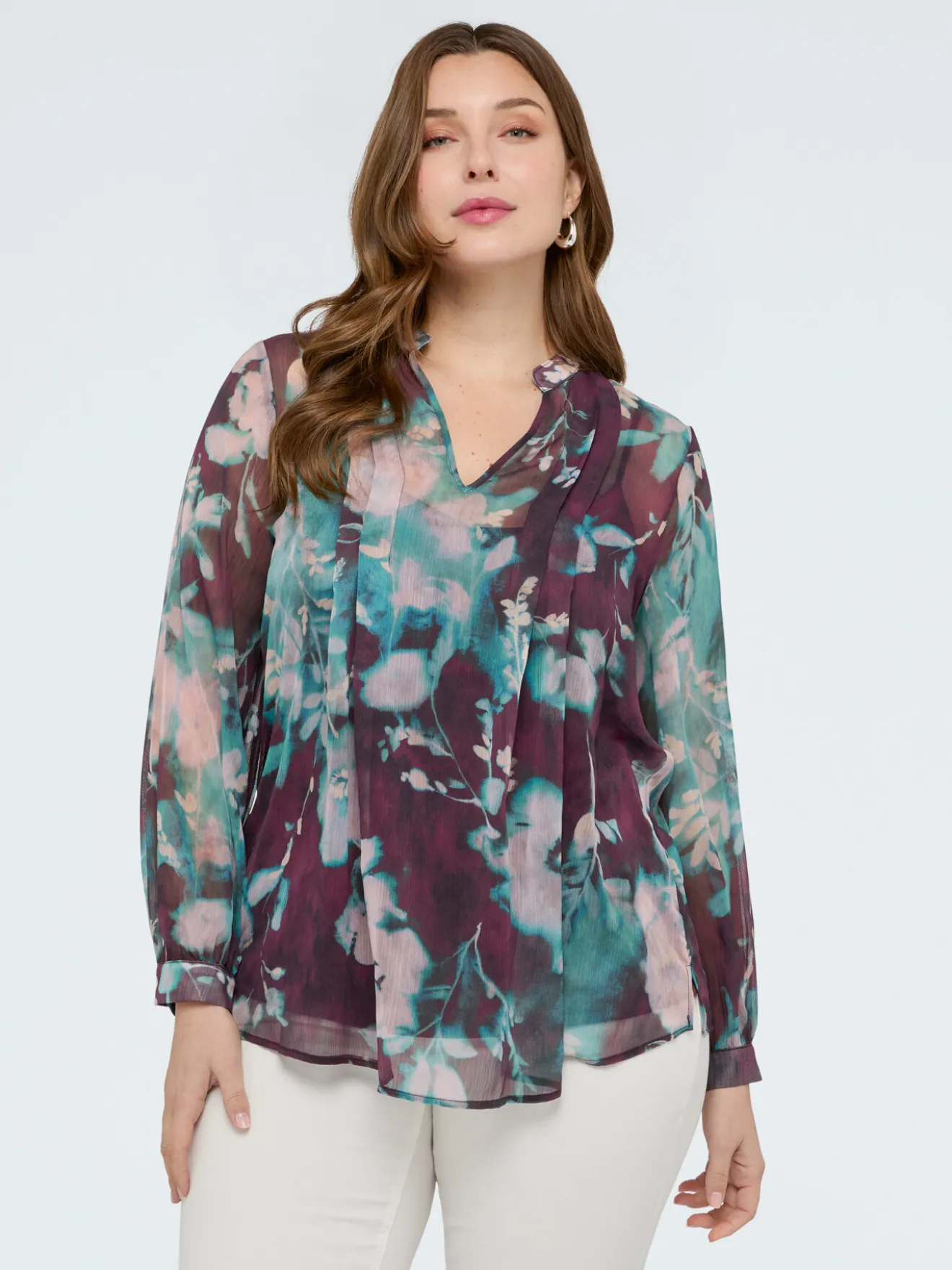 Blusa stampa floreale in creponne