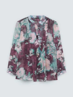Blusa stampa floreale in creponne