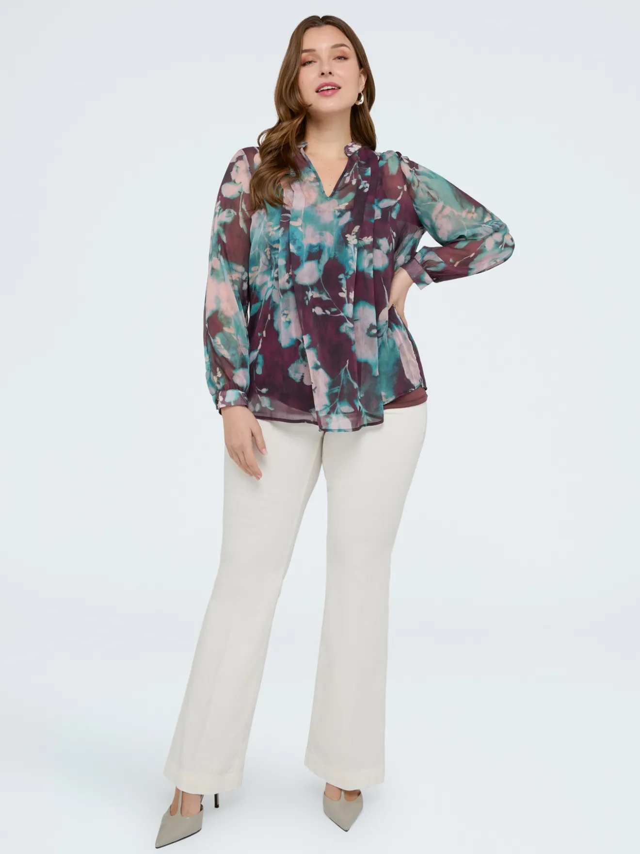Blusa stampa floreale in creponne