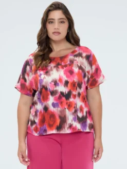 Blusa stampa floreale in viscosa