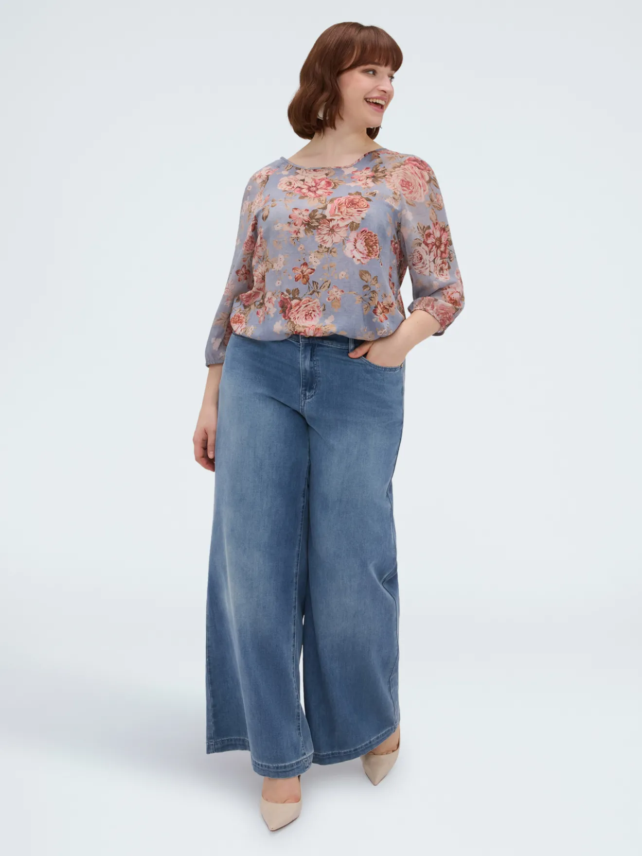 Blusa stampa floreale in viscosa