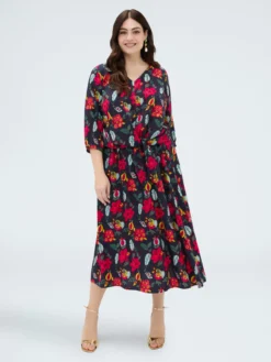 Blusa stampa floreale in viscosa con nodo