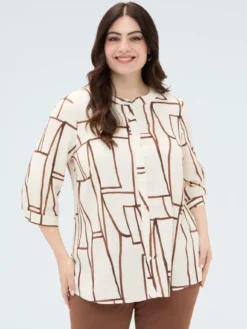 Blusa stampa geometrica in viscosa
