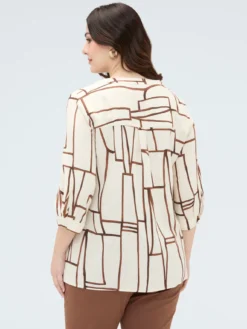 Blusa stampa geometrica in viscosa