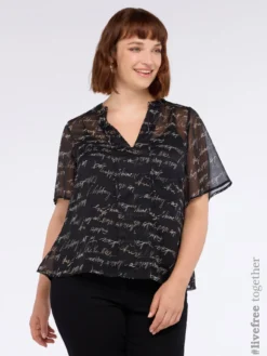 Blusa stampa lettering in creponne