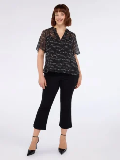 Blusa stampa lettering in creponne