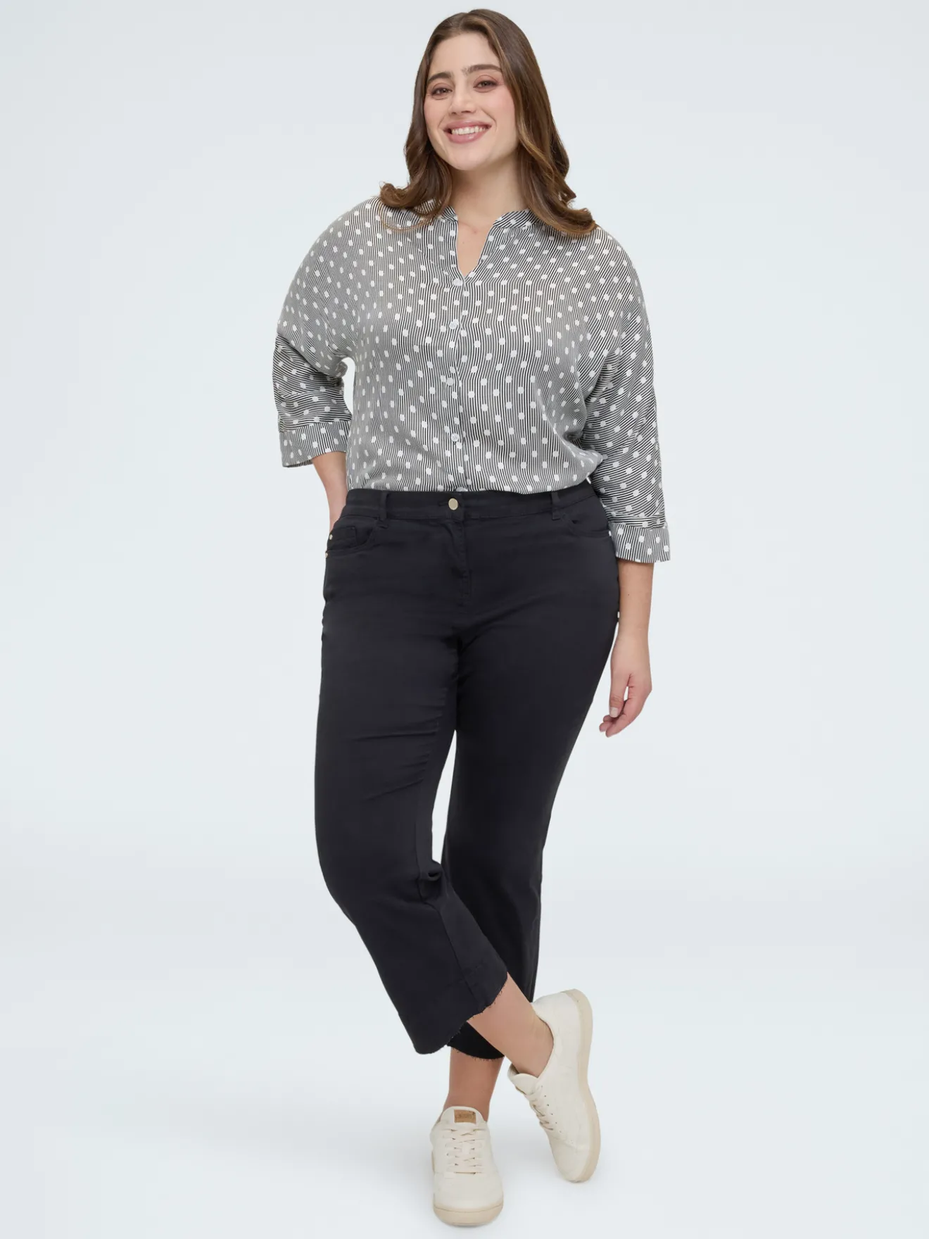 Camicia a pois in raso di viscosa