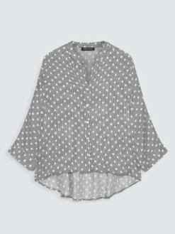 Camicia a pois in raso di viscosa
