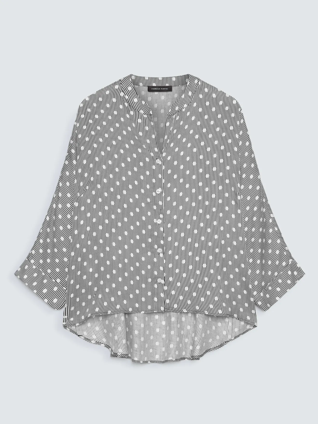 Camicia a pois in raso di viscosa