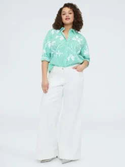 Camicia a righe con stampa floreale