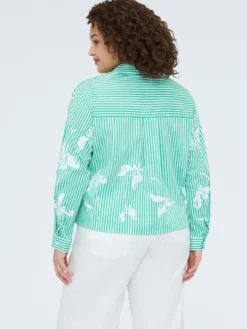 Camicia a righe con stampa floreale