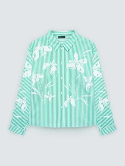 Camicia a righe con stampa floreale