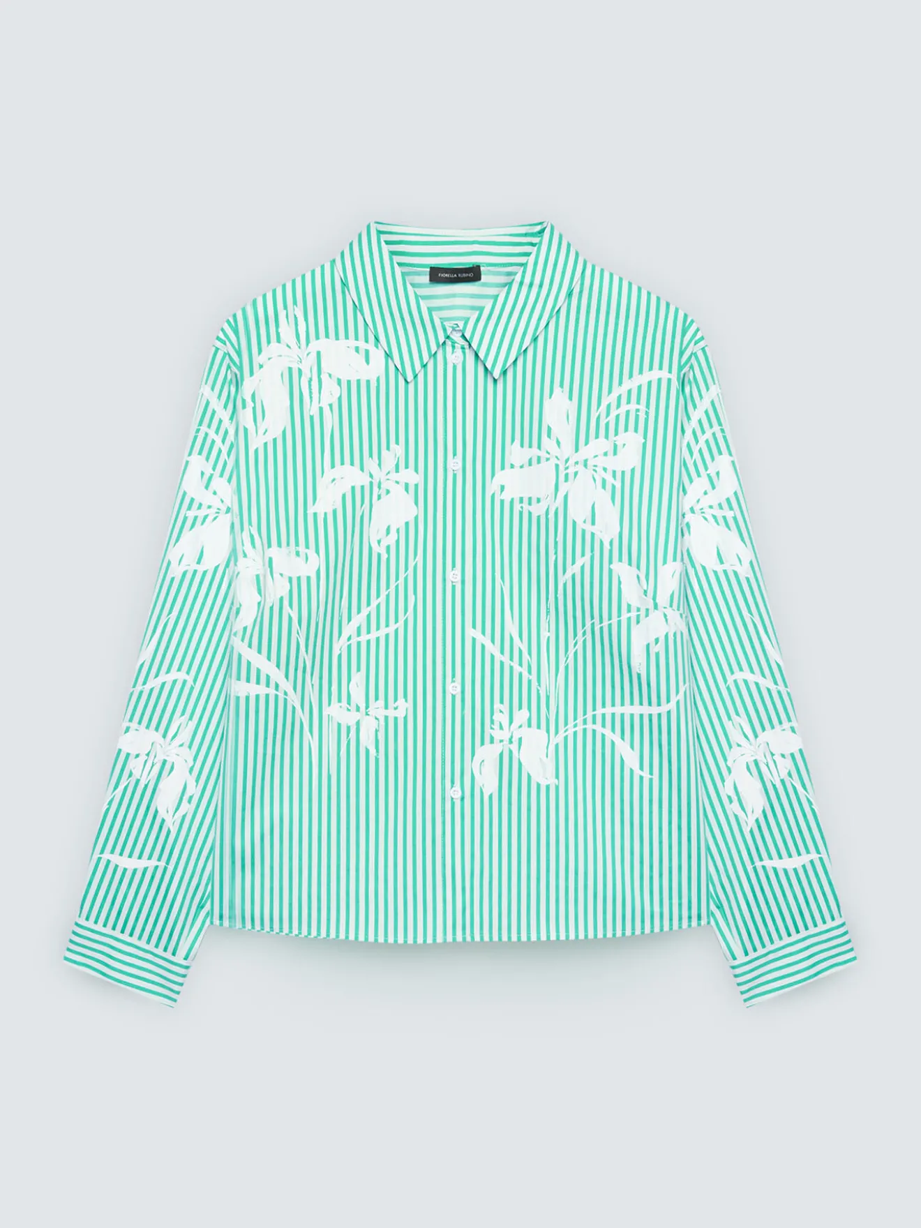 Camicia a righe con stampa floreale
