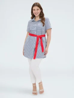 Camicia a righe in misto cotone