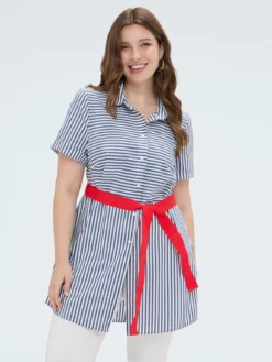 Camicia a righe in misto cotone