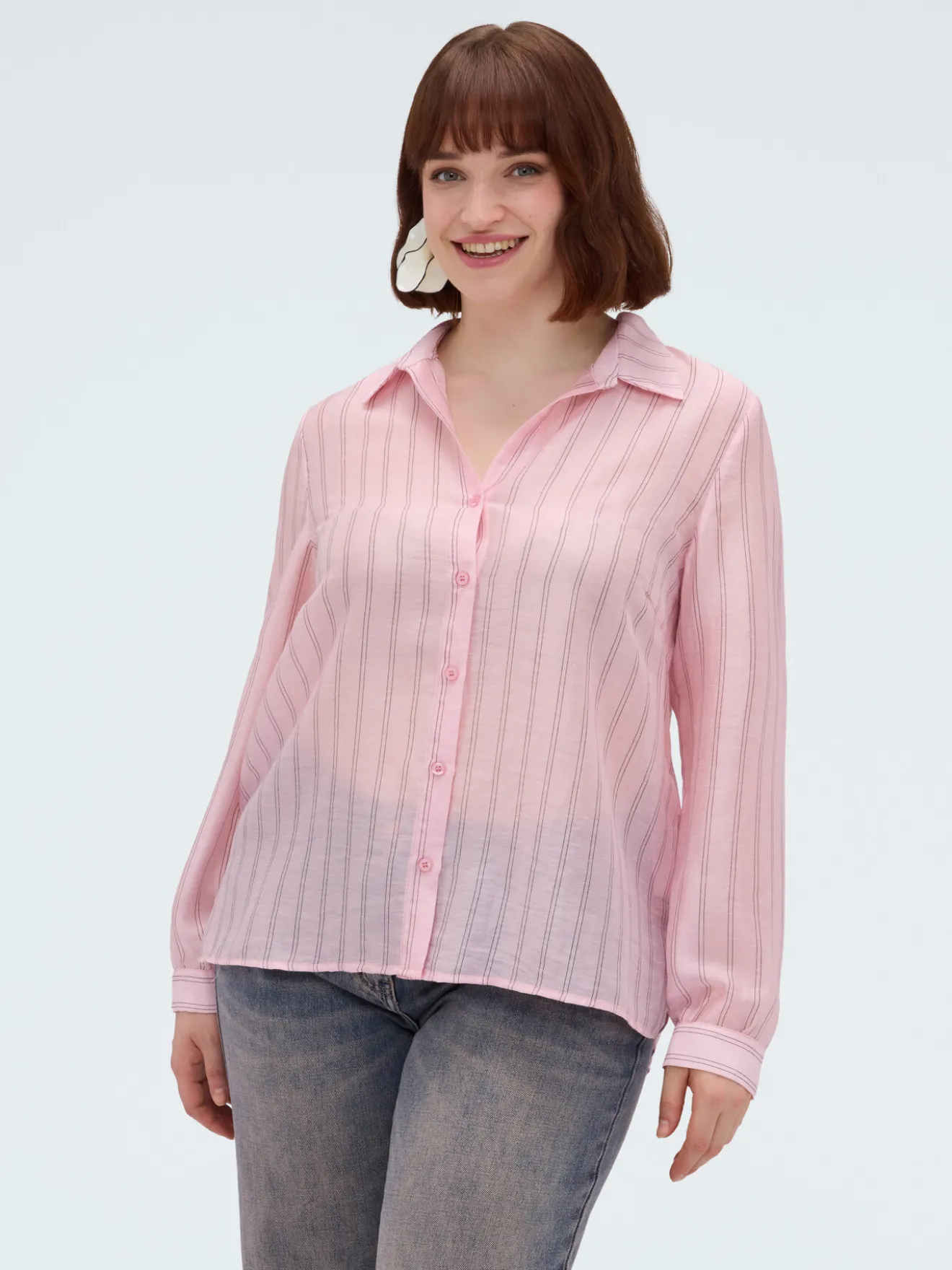 Camicia a righe in misto lyocell