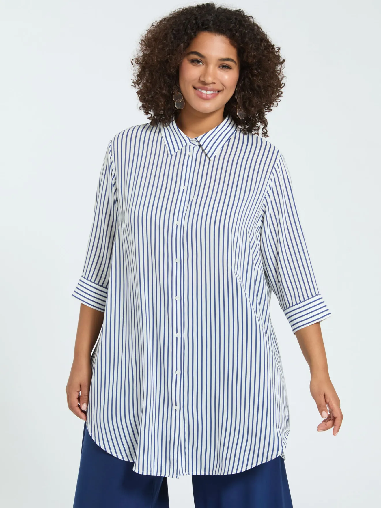Camicia a righe in mussola di viscosa