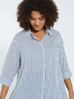 Camicia a righe in mussola di viscosa