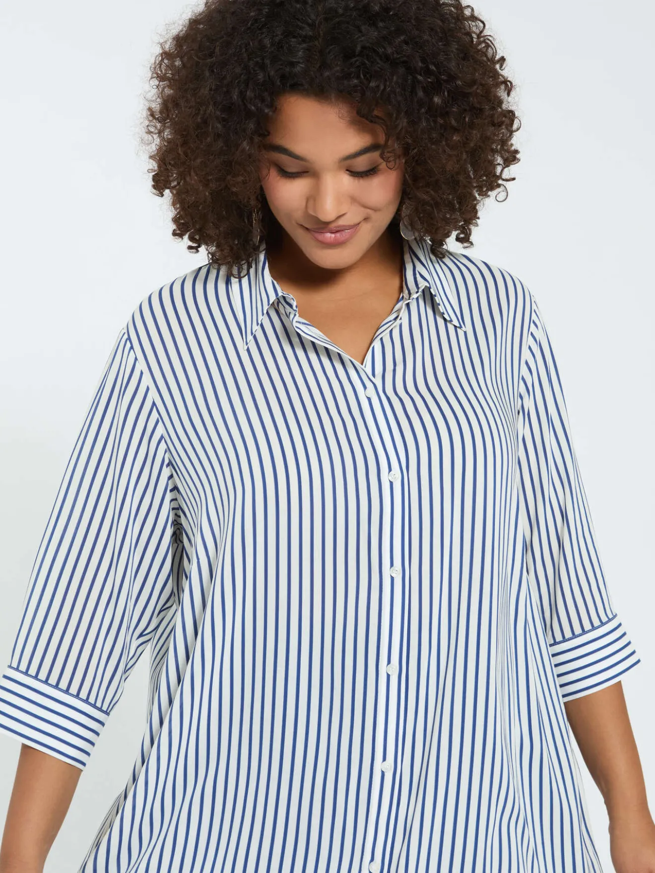 Camicia a righe in mussola di viscosa